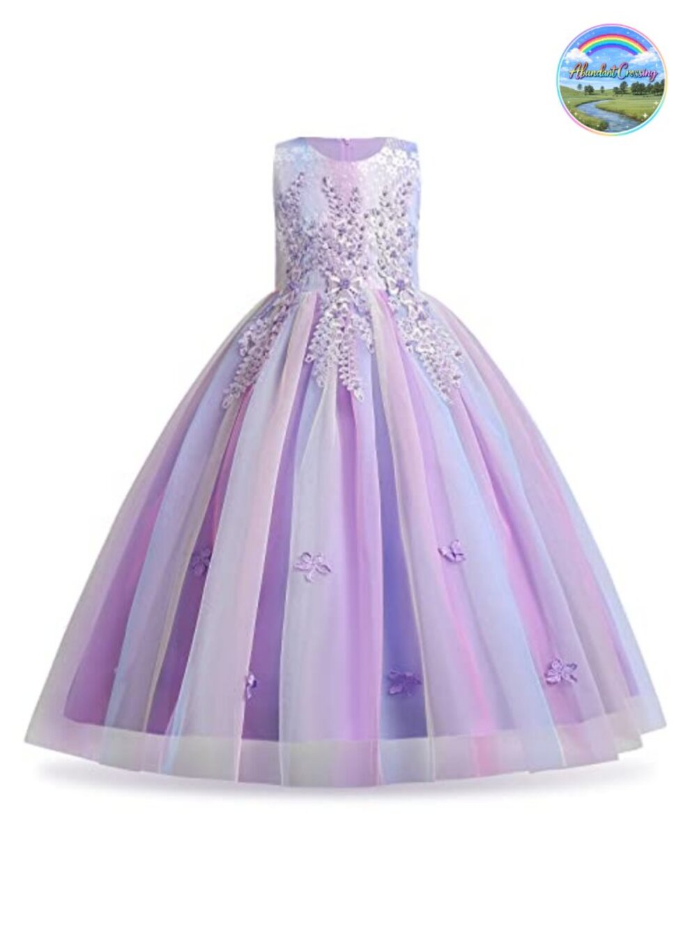 Girls Lace Tulle Princess Long Dress Pageant Wedding Formal Party